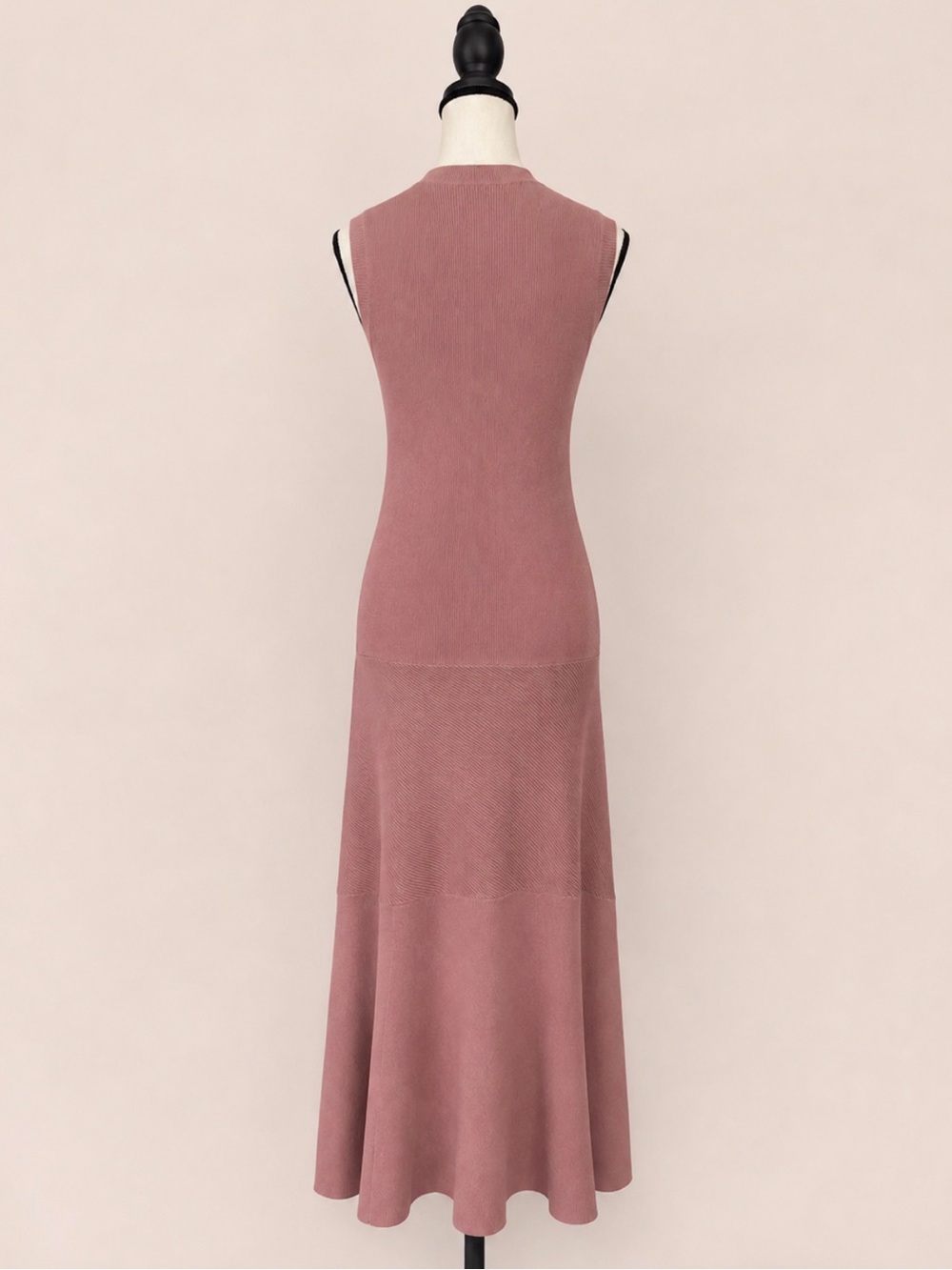 12 STOREEZ Dusty Rose Sleeveless Ribbed Knit Maxi Dress XS Soft Flare Hem - Picture 8 of 14